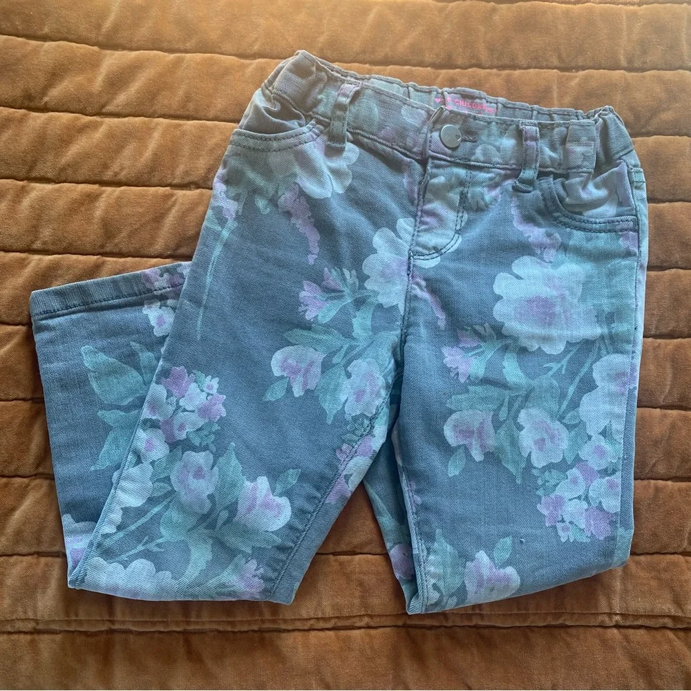 The Children's Place Gray Floral Jeggings Size 4T